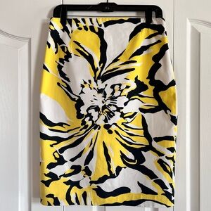 Express Design Studio 6 pencil skirt yellow black white pattern